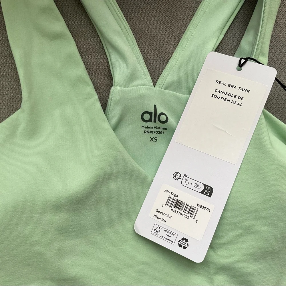 Alo Yoga Airbrush Real Bra Tank Spearmint XS